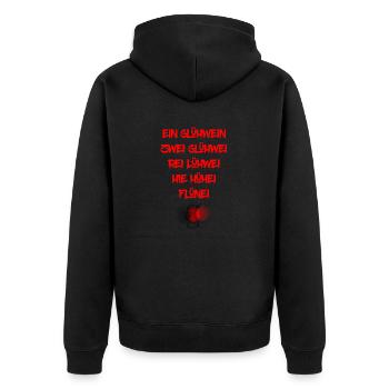 Ein Glühwein - Unisex Premium Bio Zip Hoodie - Schwarz - Hinten - Nico (187cm)