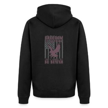 LA LIBERTÉ N’EST RIEN D’AUTRE QU’UN CHANGEMENT POUR ÊTRE MEILLEUR - Veste à capuche bio Premium Unisexe - noir - Dos - Nico (187cm)