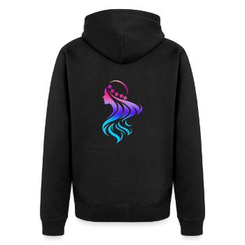 Mode trendy cool vogue girly style frauen girl - Unisex Premium Bio Zip Hoodie - Schwarz - Hinten - Nico (187cm)