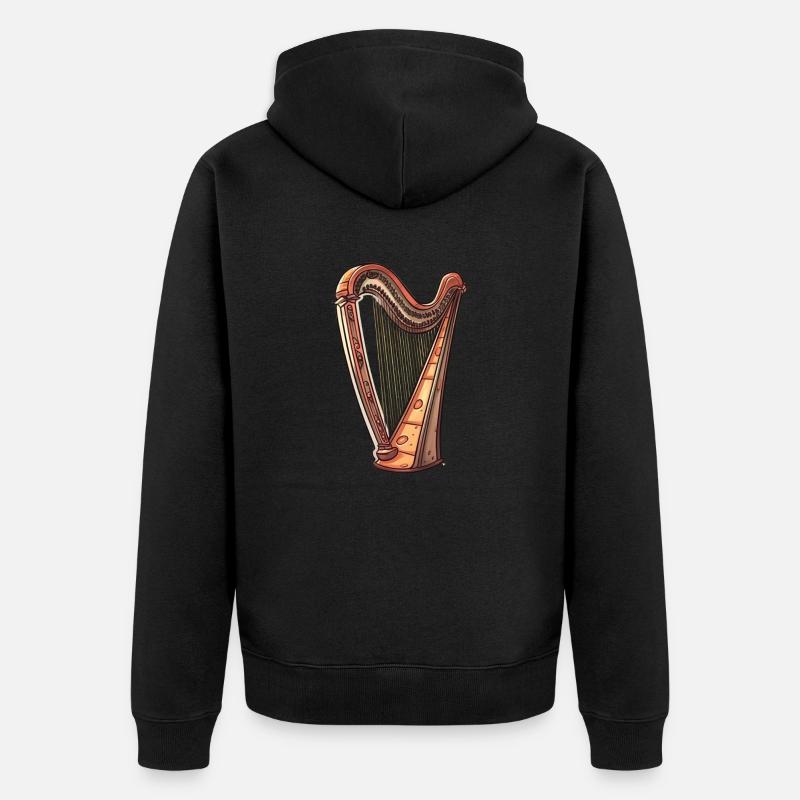 Harfe im Comic Stil - Unisex Premium Bio Zip Hoodie - Schwarz
