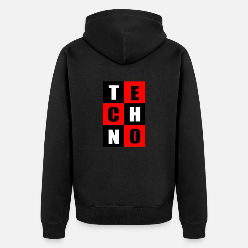 Rouge techno et noir - Veste à capuche bio Premium Unisexe - noir