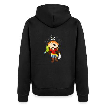 Pirat und Papagei - Unisex Premium Bio Zip Hoodie - Schwarz - Hinten - Nico (187cm)