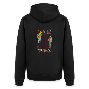 Vögel - Unisex Premium Bio Zip Hoodie - Schwarz - Hinten - Nico (187cm)
