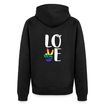 Vintage Liebe gewinnen Regenbogen Peace-Zeichen Stolz Lesbe - Unisex Premium Bio Zip Hoodie - Schwarz - Hinten - Nico (187cm)