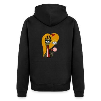 Mund Nase Augen Hand - Unisex Premium Bio Zip Hoodie - Schwarz - Hinten - Nico (187cm)