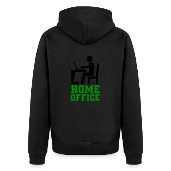 computer work home office - Unisex Premium Bio Zip Hoodie - Schwarz - Hinten - Nico (187cm)
