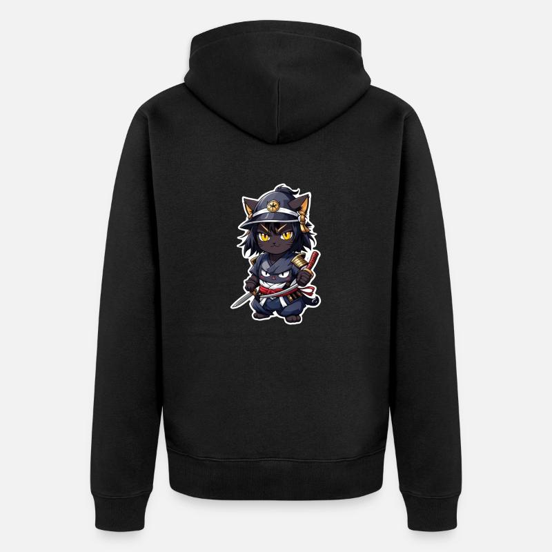chat ninja - chaton samourai - Veste à capuche bio Premium Unisexe - noir