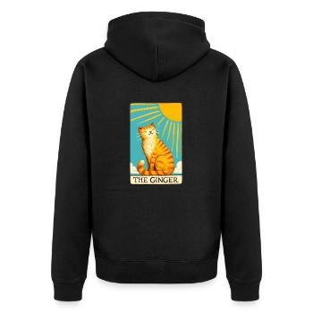 Tarot Die rothaarige Katze - Unisex Premium Bio Zip Hoodie - Schwarz - Hinten - Nico (187cm)