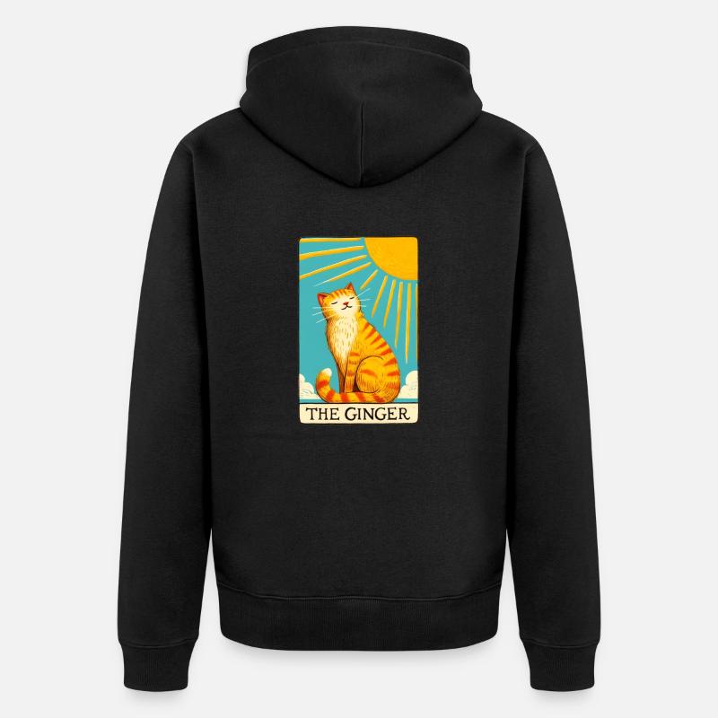 Tarot Le Chat Gingembre - Veste à capuche bio Premium Unisexe - noir