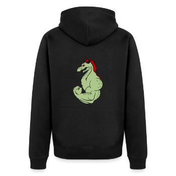 strong dragon 02 - Unisex Premium Bio Zip Hoodie - Schwarz - Hinten - Nico (187cm)