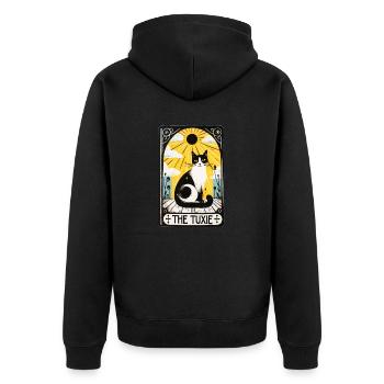 Tuxie-Tarot - Unisex Premium Bio Zip Hoodie - Schwarz - Hinten - Nico (187cm)
