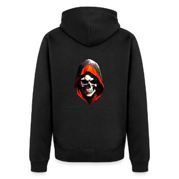 Hooded Skull - Unisex Premium Bio Zip Hoodie - Schwarz - Hinten - Nico (187cm)