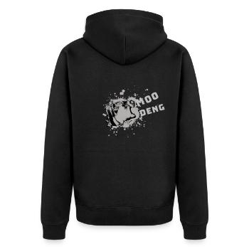 Moo Deng, Nilpferd, illustration, hippo - Unisex Premium Bio Zip Hoodie - Schwarz - Hinten - Nico (187cm)