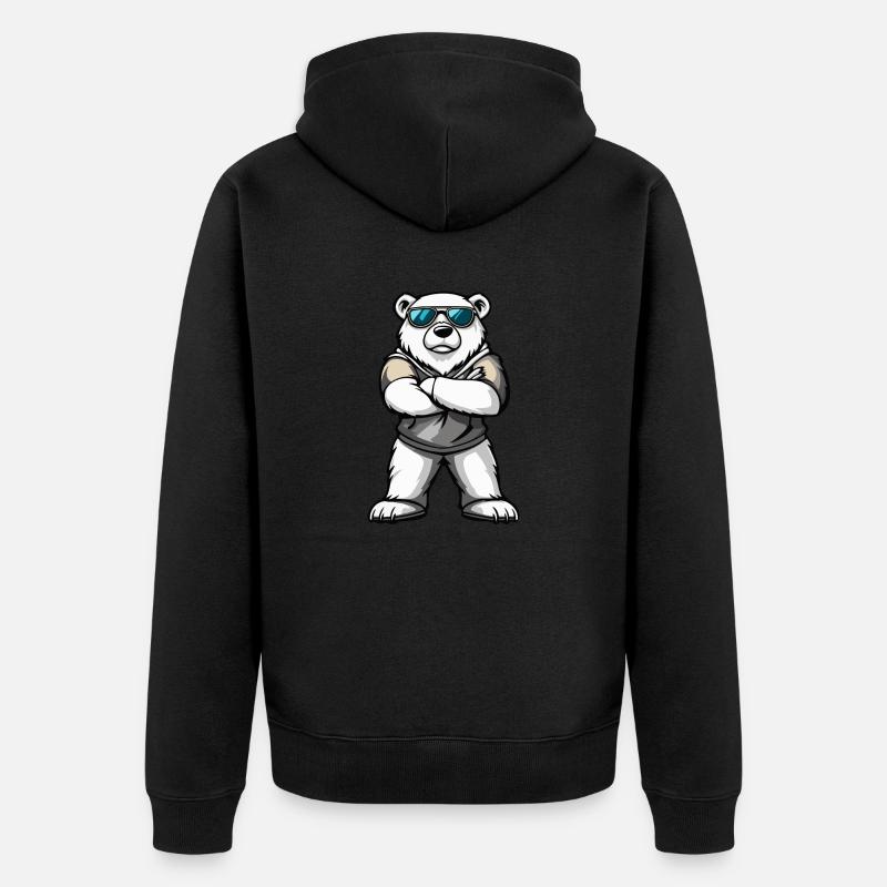 Eisbär Comic - Unisex Premium Bio Zip Hoodie - Schwarz