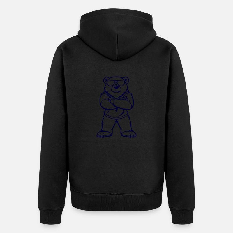 eisbär comic cool - Unisex Premium Bio Zip Hoodie - Schwarz
