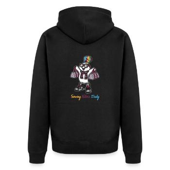 Serving Haters Daily - Unisex Premium Organic Zip Hoodie - black - Back - Nico (187cm)