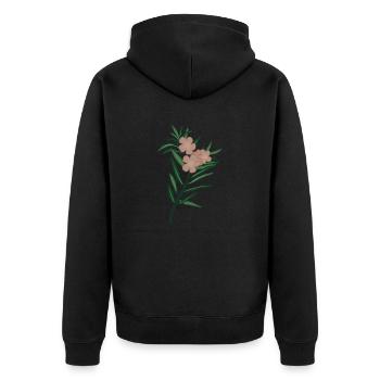 Pink Branch Oleander Flower - Unisex Premium Organic Zip Hoodie - black - Back - Nico (187cm)