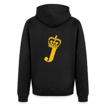 Buchstabe J - Unisex Premium Bio Zip Hoodie - Schwarz - Hinten - Nico (187cm)