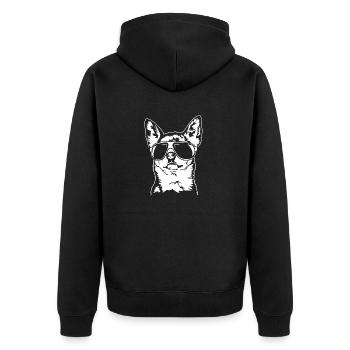 Chihuahua cool avec lunettes de soleil chiens Wilsigns - Veste à capuche bio Premium Unisexe - noir - Dos - Nico (187cm)