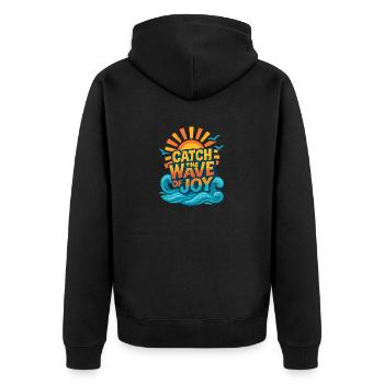 file 00000000bff06243a04d4580fccc3bd4 - Unisex Premium Bio Zip Hoodie - Schwarz - Hinten - Nico (187cm)