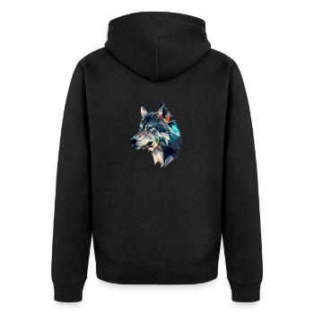 WOLF - Unisex Premium Organic Zip Hoodie - black - Back - Nico (187cm)