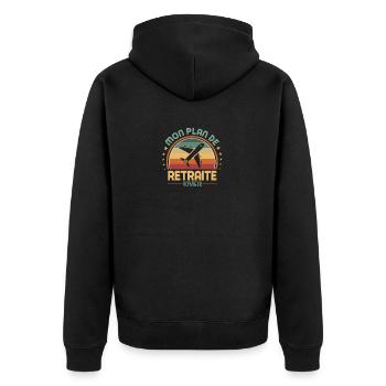 Mein Ruhestandsplan ist es, zu reisen, zu fliegen und zu fliegen - Unisex Premium Bio Zip Hoodie - Schwarz - Hinten - Nico (187cm)