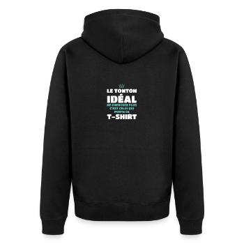 The ideal Uncle look no further is me - Unisex Premium Organic Zip Hoodie - black - Back - Nico (187cm)