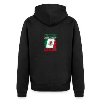 Ich kann nicht in Mexiko stecken bleiben - Unisex Premium Bio Zip Hoodie - Schwarz - Hinten - Nico (187cm)