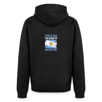 I can't I'm in Argentina - Unisex Premium Organic Zip Hoodie - black - Back - Nico (187cm)