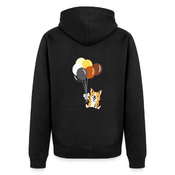Corgi Ballon Gay Bear Pride - Unisex Premium Bio Zip Hoodie - Schwarz - Hinten - Nico (187cm)