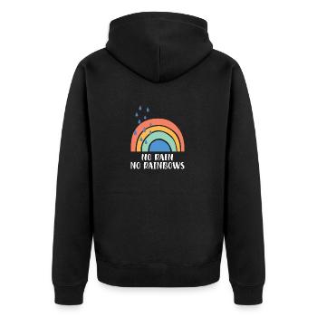 No Rain No Rainbows - Unisex Premium Organic Zip Hoodie - black - Back - Nico (187cm)