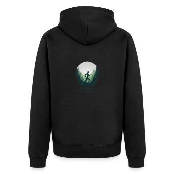 La course à pied est ma thérapie – Courir dans la nature - Veste à capuche bio Premium Unisexe - noir - Dos - Nico (187cm)