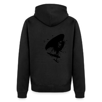 Herren wingfoil foilwing wingsurfen wingsurf - Unisex Premium Bio Zip Hoodie - Schwarz - Hinten - Nico (187cm)
