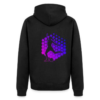 Herren Damen Fussballspieler Fussballspielen - Unisex Premium Bio Zip Hoodie - Schwarz - Hinten - Nico (187cm)