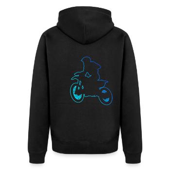 Herren Dirtbike Motocross Freestyle Motocross - Unisex Premium Bio Zip Hoodie - Schwarz - Hinten - Nico (187cm)