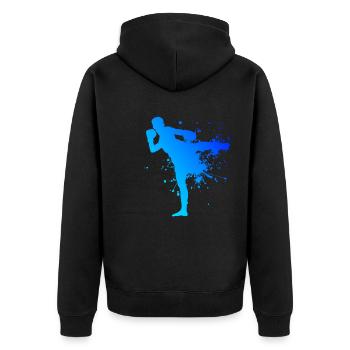 Thai Boxing Thai Boxer Women Men Thai Boxing - Unisex Premium Organic Zip Hoodie - black - Back - Nico (187cm)