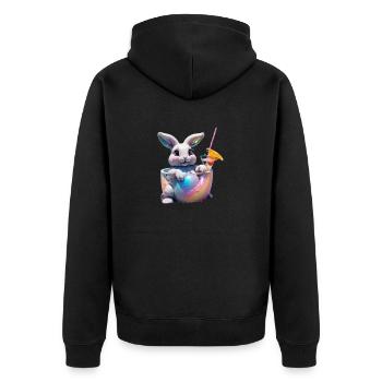 Häschen Schlurp - Unisex Premium Bio Zip Hoodie - Schwarz - Hinten - Nico (187cm)