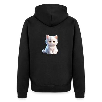 Cute white kitty - Unisex Premium Organic Zip Hoodie - black - Back - Nico (187cm)