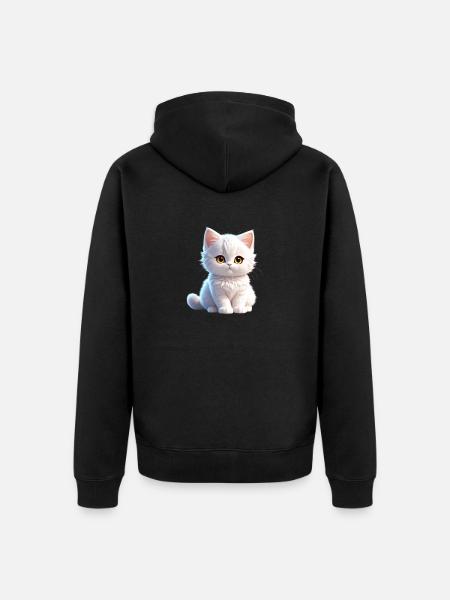 Cute white kitty - Unisex Premium Organic Zip Hoodie - black