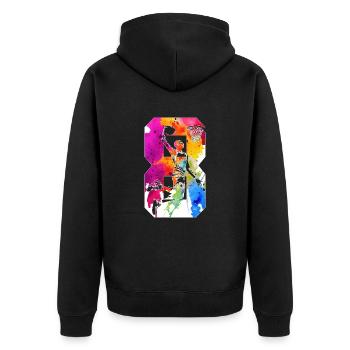 8. GEBURTSTAG BASKETBALL NUMMER 8 - Unisex Premium Bio Zip Hoodie - Schwarz - Hinten - Nico (187cm)
