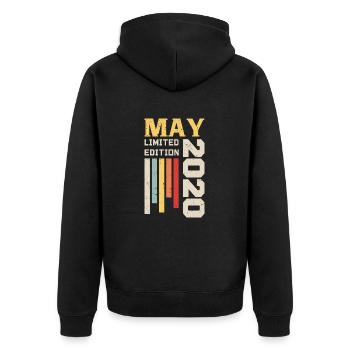 Mai 2020 - Geburtstagsgeschenk geboren im Mai 2020 Mai - Unisex Premium Bio Zip Hoodie - Schwarz - Hinten - Nico (187cm)