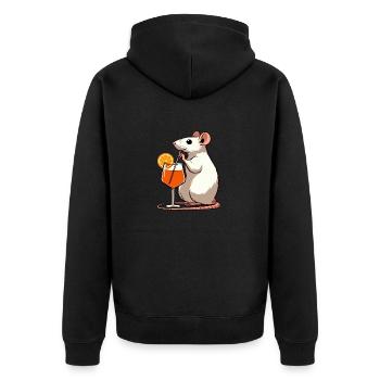 Maus Ratte Aperitif Aperoli Spritz Campari Drink - Unisex Premium Bio Zip Hoodie - Schwarz - Hinten - Nico (187cm)