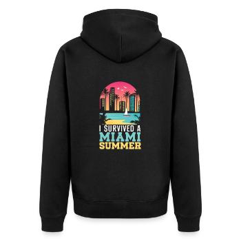 United States USA State of America Miami - Unisex Premium Organic Zip Hoodie - black - Back - Nico (187cm)