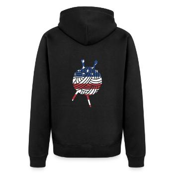 Knitter Us Flag Knitting - Unisex Premium Organic Zip Hoodie - black - Back - Nico (187cm)