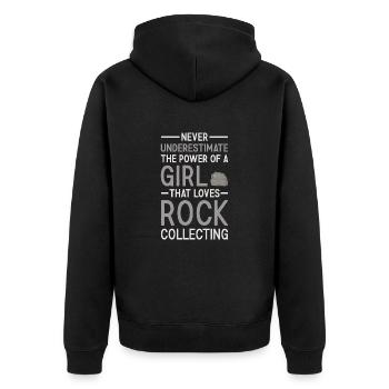 Un collectionneur de roches ne sous-estime jamais une fille - Veste à capuche bio Premium Unisexe - noir - Dos - Nico (187cm)