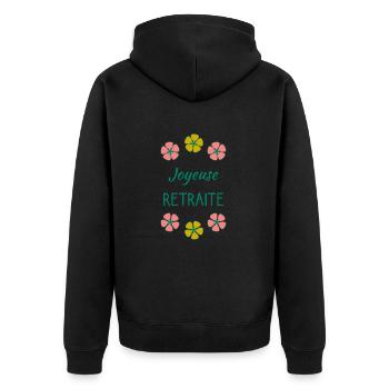RETRAITE. BONNE RETRAITE. JOYEUSE RETRAITE - Veste à capuche bio Premium Unisexe - noir - Dos - Nico (187cm)
