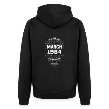 Les Legendes sont nées en March 1984 40ANS - Veste à capuche bio Premium Unisexe - noir - Dos - Nico (187cm)