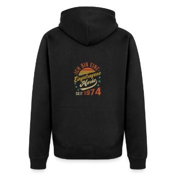 50e anniversaire J’ai 50 ans de marque déposée - Veste à capuche bio Premium Unisexe - noir - Dos - Nico (187cm)