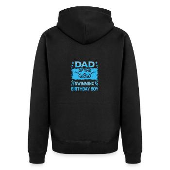 Dad Of the Birthday Boy Swimming Family Design - Unisex Premium Bio Zip Hoodie - Schwarz - Hinten - Nico (187cm)