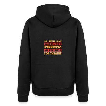 Théâtre musical Espresso Mes sentiments Théâtre Cadeau - Veste à capuche bio Premium Unisexe - noir - Dos - Nico (187cm)